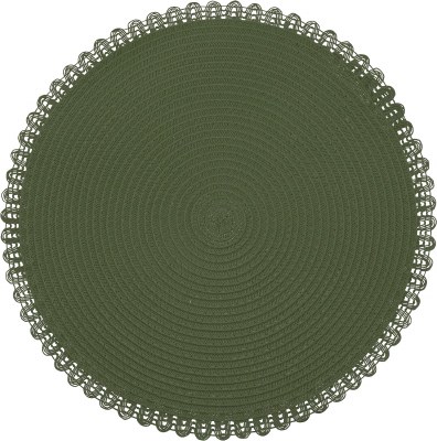 15" Round Green Lace Edge Placemat