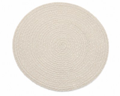 15" Round White Boucle Placemat