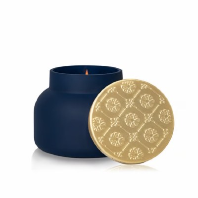 19 Oz Volcano Fragrance Navy Artisan Glass Candle Jar