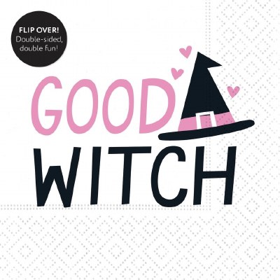 5" Square "Good Witch Bad Witch" Halloween Beverage Napkins