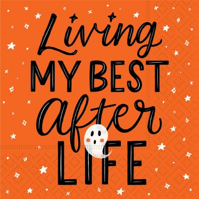5" Sq "Living My Best Afterlife" Beverage Napkin