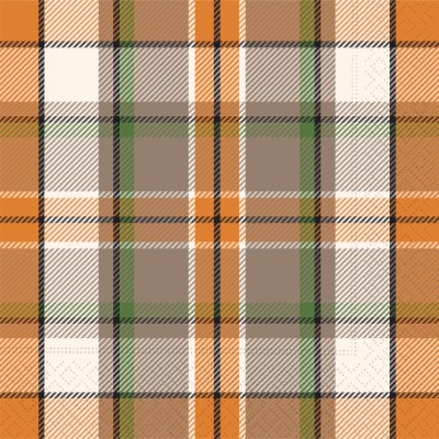 6.5" Orange and Green Plaid Lunch Napkins