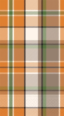 8" x 4" Orange and Green Plaid Guest Towels