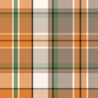 5" Sq Orange and Green Plaid Bever Napkins