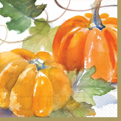 6.5" Sq Orange and Green Pumpkins Lunch Napkins