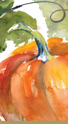 8" x 4" Orange and Green Pumpkin Guest Towels