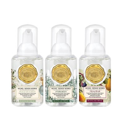 Set of Three 4.7 Oz Peace On Earth, Evergreen, and Fig & Pear Fragrance Foaming Hand Soaps