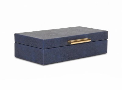 6" x 10" Navy Textured Box With Gold Handle