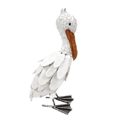 12" White Wood and Metal Pelican