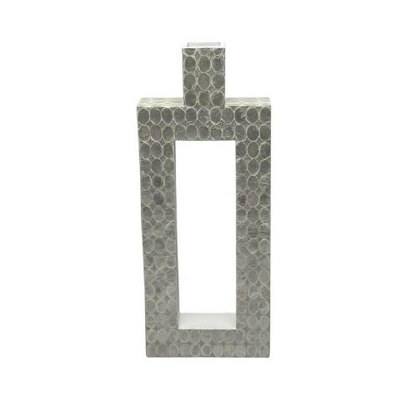 24" White Rectangle With Hole Capiz Vase
