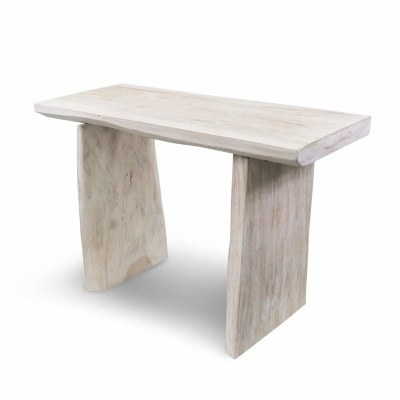 47" Whitewash Block Wood Console