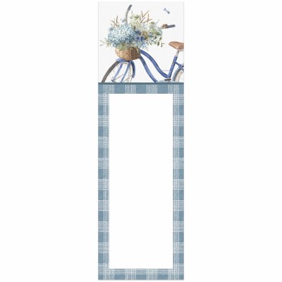 9.5" x 2.75" Blue Floral Bike Magnetic List Pad