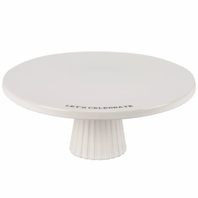 11" Round "Let's Celebrate" Ceramic Cake Stand