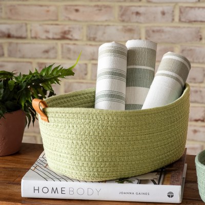 9" x 12" Light Green Fabric Basket