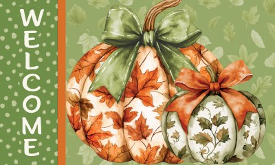 18" x 30" "Welcome" Orange and Green Pumpkins Doormat