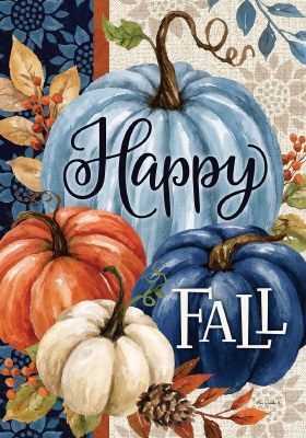 40" x 28" "Happy Fall" Blue Pumpkins Flag
