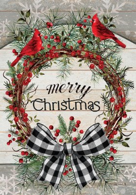 40" x 28" "Merry Christmas" Berry Wreath Flag