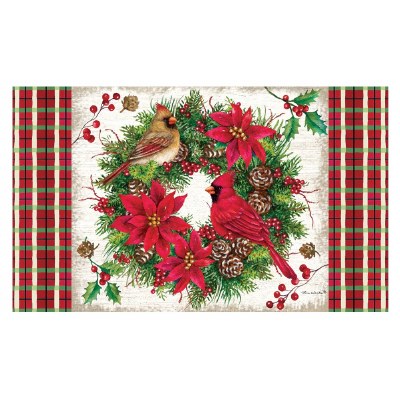 18" x 30" Cardinals in a Wreath Chrisstmas Doormat
