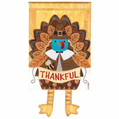 29" x 20" "Thankful" Turkey Dangle Legs Flag
