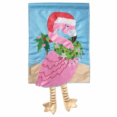 29" x 20" "Merry" Flamingo Dangle Legs Flag