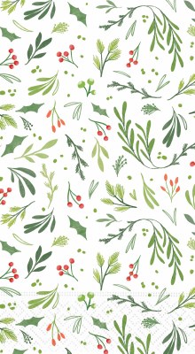 8" x 4" Festive Greenery Guest Towels