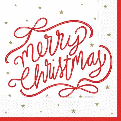 6.5" Sq Red "Merry Christmas" Lunch Napkins