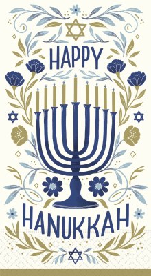 8" x 4" "Happy Hanukkah" Menorah Guest Towels