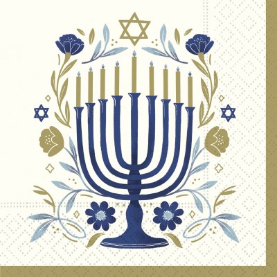 5" Sq Menorah Beverage Napkins