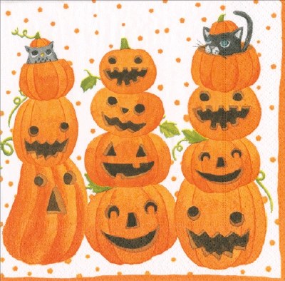 5" Sq Jack O Lanterns Beverage Napkins