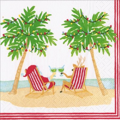5" Sq Santa Vacation Beverage Napkins