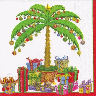 5" Sq Deck the Palm Beverage Napkins