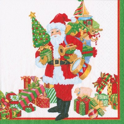 5" Sq Mr. Claus Beverage Napkins