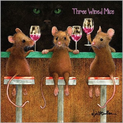 5" Sq Three Wined Mice Beverage Napkins