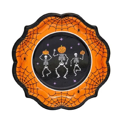 Pack of 8 8" Halloween Skeleton Paper Plates