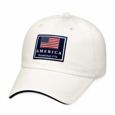 Putty White and Navy America Baseball Cap