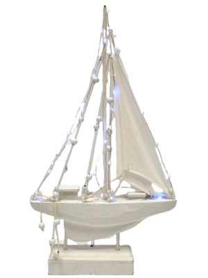 16" LED White Sailboat With Shells