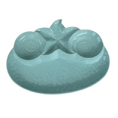 13" Oval Green Shell Chip & Dip