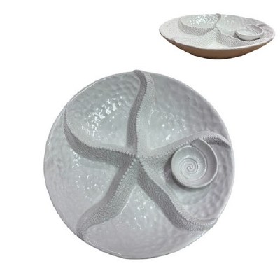11" Round White Starfish Chip & Dip