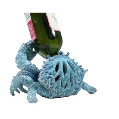 8" Blue Openwork Crab Polyresin Bottle Holder