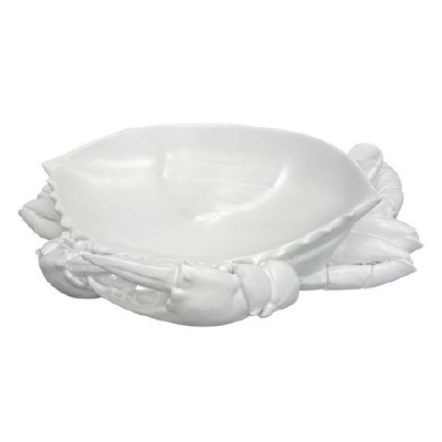 13" White Crab Polyresin Dish