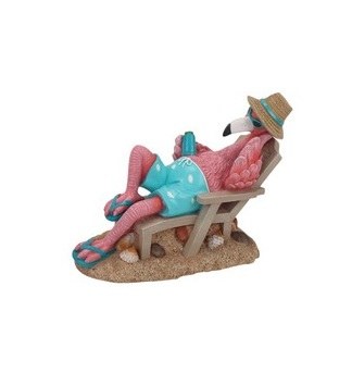 9" Flamingo With Can in Lounger