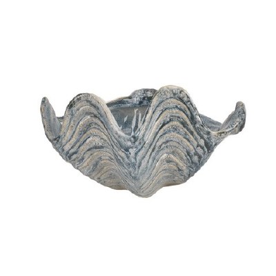 10" Light Blue Clam Ceramic Bowl
