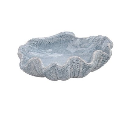 11" Light Blue Low Clam Ceramic Bowl