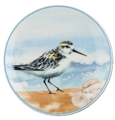 5" Round Coastal Ceramic Sandpiper Dish