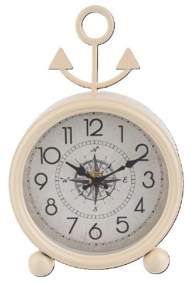 9" Beige Coastal Anchor Sitting Clock