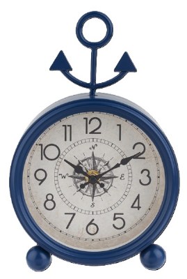9" Dark Blue Coastal Anchor Sitting Clock