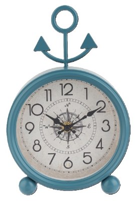 9" Light Blue Coastal Anchor Sitting Clock
