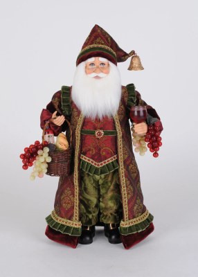 18" Burgundy Sommelier Santa Claus Statue