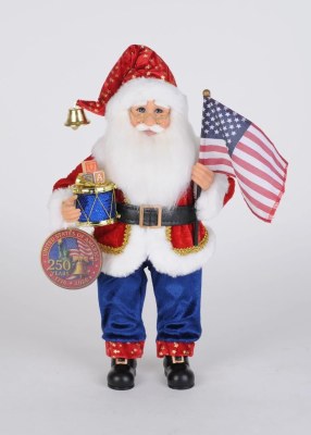 16" Red, White, and Blue Stars & Stripes Santa Claus Statue