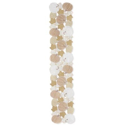 70" Cream Pumpkin Leaf Table Runner